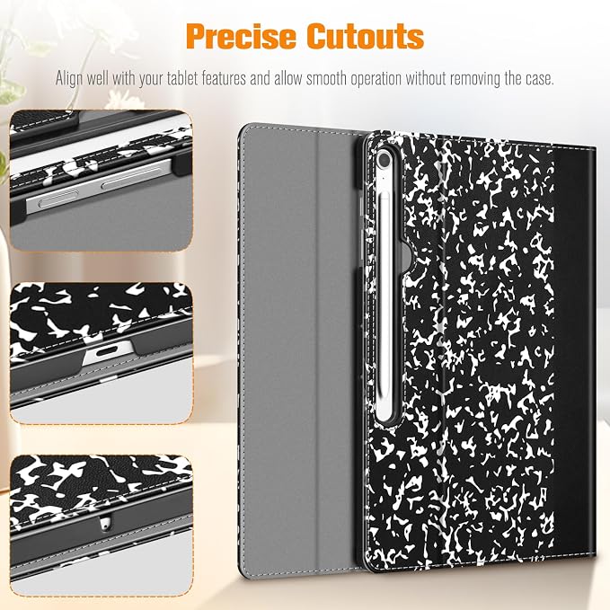 Fintie Portfolio Case for Samsung Galaxy Tab S10 FE Plus 13.1'' 2025 Black | Model (SM-X620/X626) Multiple Angles Business Cover with Pocket Built-in S Pen Holder