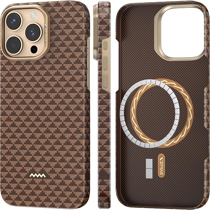 RAPTIC Aramid Fiber Case for iPhone 16 Pro Compatible with MagSafe Non-Slip &amp Slim 600D Aramid Fiber [Military Grade Drop Tested] Anti-Scratch Shockproof Protective Case 6.3 inch Black
