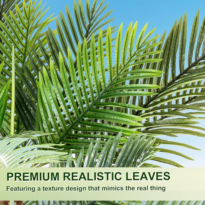 7FT Faux Palm Tree, Artificial Golden Cane Palm Tree Outdoor Indoor, Fake Tree for Home House Office Living Room Yard Patio, 2Pack