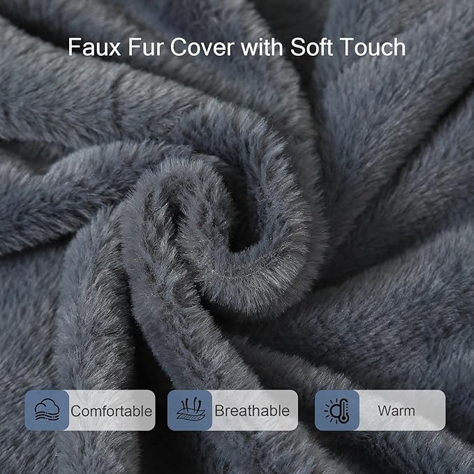 COMAX Folding Sofa Bed Single, Fold Out Chair Bed, Foldable Sofa Chair, Convertible Sleeper Futon for Adults, Floor Couch Mattress for Small Spaces Bedroom Living Room Guest Room, Faux Fur Dark Grey