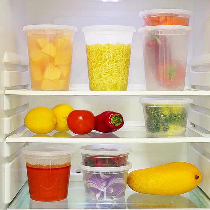 TashiBox 50 Sets 16 Oz Plastic Deli Containers with Lids - Food Storage Containers with Lids - Clear Airtight Meal Prep Containers, BPA Free, Stackable, Leakproof, Microwave and Freezer Safe