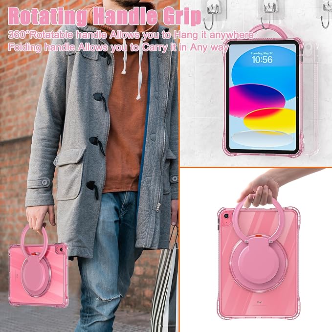 MEEgoodo Case for iPad A16 11th Generation 11 inch 2025 Cover for iPad 10th Generation 2022 Glitter Tablet Cases with Soft TPU &amp Transparent PC &amp Rotating Stand for Kids Light Blue