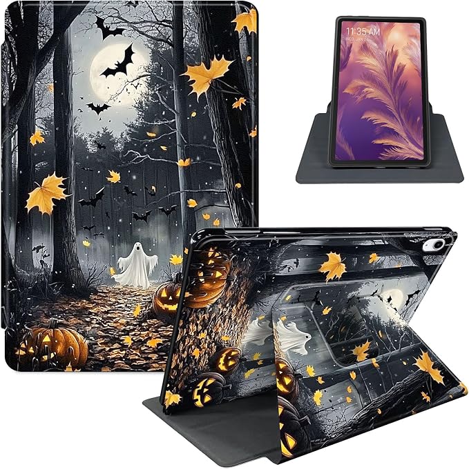 for iPad 11th Generation (A16 2025) 11 / iPad 10th Gen 10.9 2022 Case 360° Rotating PU Leather Stand Cover with Auto Sleep/Wake Shockproof TPU Backl Raccoon Perched