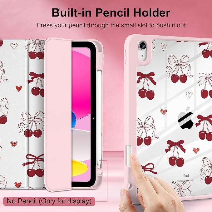 Case for iPad (A16) 11th Generation 11 inch 2025 /iPad 10th Gen 10.9 2022 - Aesthetic Cute Preppy Design Trifold Cover with Soft TPU Bumper Clear Back Auto Sleep/Wake Waves