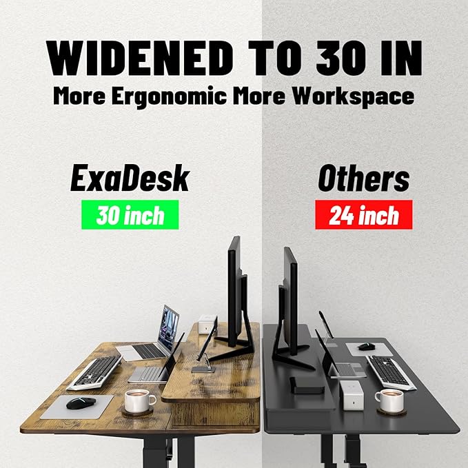 48 * 30 Inches Electric Standing Widened Desk Adjustable Height with 4 Drawers, Double Storage Shelves Stand Up Desk, Home Office Workstation Sit Stand up Desk (Rustic Brown)