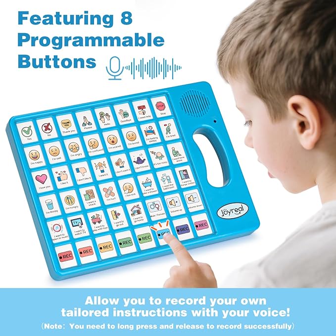 Joyreal AAC Device for Autism, Non Verbal Communication Tools for Speech Therapy & Stroke Rehab. Speech Communication Tablet, Autism Talking Aids with 8 Programmable Buttons & Adjustable Volume