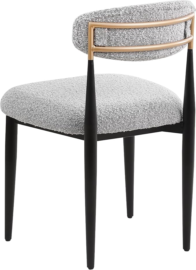 Morden Fort Modern Dining Chairs Set of 2, Boucle Upholstered Side Chairs with Open Back and Metal Frame for Dining Room, Kitchen and Apartment