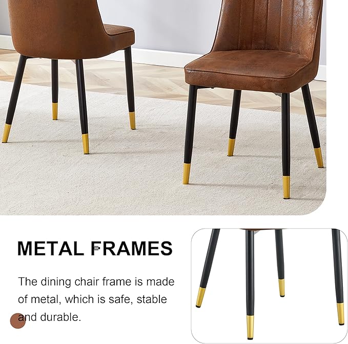 Dining Chairs Set of 6，Modern Dining Chairs, Equipped with Suede Nap Backrest Cushions and Metal Legs, Suitable for Restaurants, Kitchens, and Dining Room Chairs