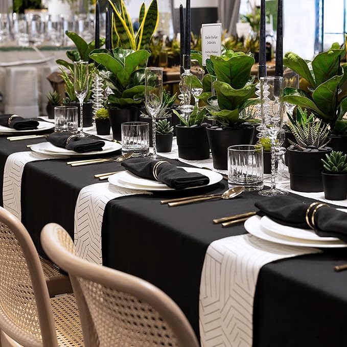 sancua 10 Pack Black Tablecloth 60 x 102 Inch, Rectangle Table Cloth for 6 Feet Tables - Stain and Wrinkle Resistant Washable Polyester Table Cover for Dining Tables, Buffet Parties and Camping