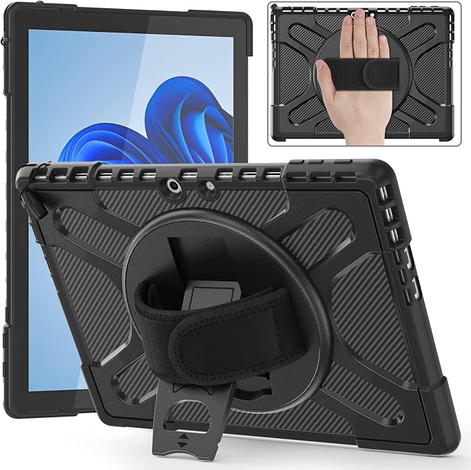 ZenRich Rugged Case for Microsoft Surface Pro 12 (2025)12 inch | Shockproof Hard Protective Case with 360 Rotating KickstandPen Holder and Hand Strap Compatible with Type Cover Keyboard