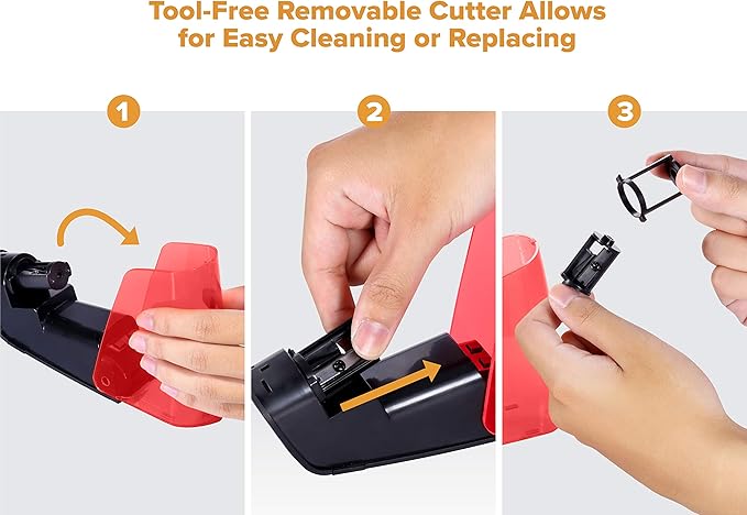 Bostitch Office Battery Powered Pencil Sharpener, Portable, Hinged Tray, Colored Pencil Compatible, Fits In Backpack & Most Pencil Cases, Red