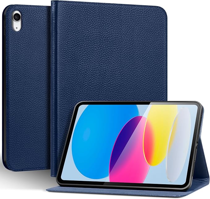 Genuine Leather Case for iPad 11th Gen 11(2025/A16)/10th Gen 10.9 | Slim Protective Cover with Adjustable Stand Auto Wake/Sleep Premium Leather Black