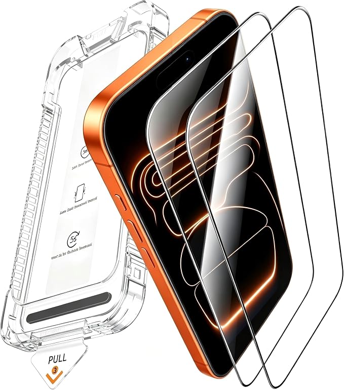 2-Pack Screen Protector Compatible with iPhone 17 Pro Max 6.9 Ultra HD Clear 9H Tempered Glass with Auto Alignment Installation Tray Anti-Fingerprint Case Friendly Film Bubble Free Easy Install