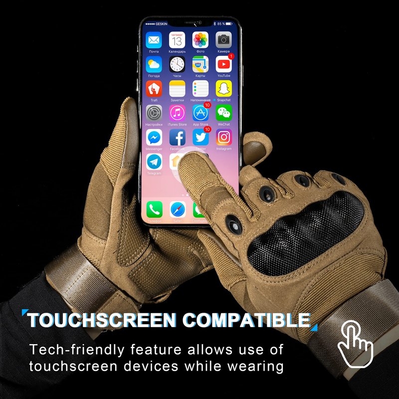 MVPTOO Touchscreen Padded Palm Gloves for Men Brown Small