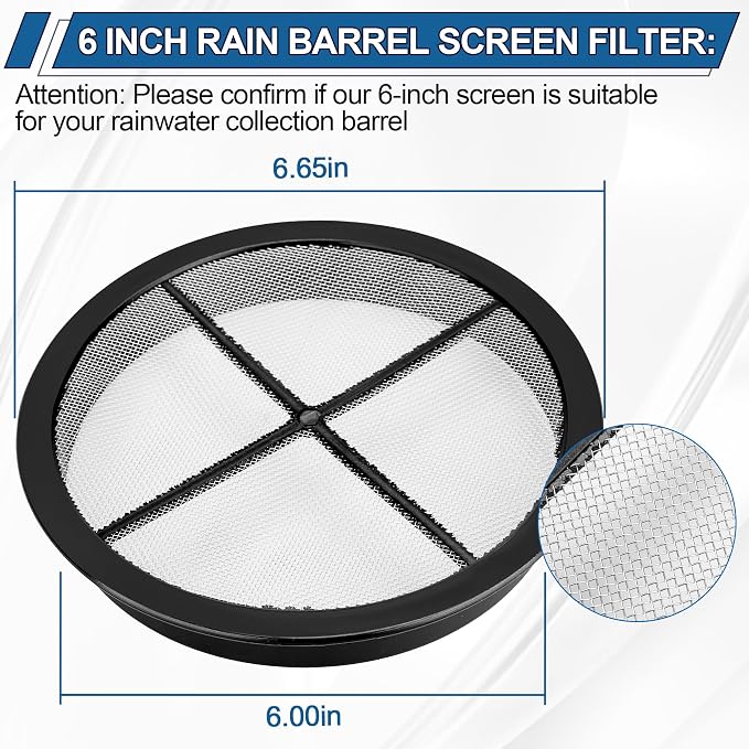 Rain Barrel Screen for Rain Barrel, 6 Inch Rain Barrel Cover for Rain Water