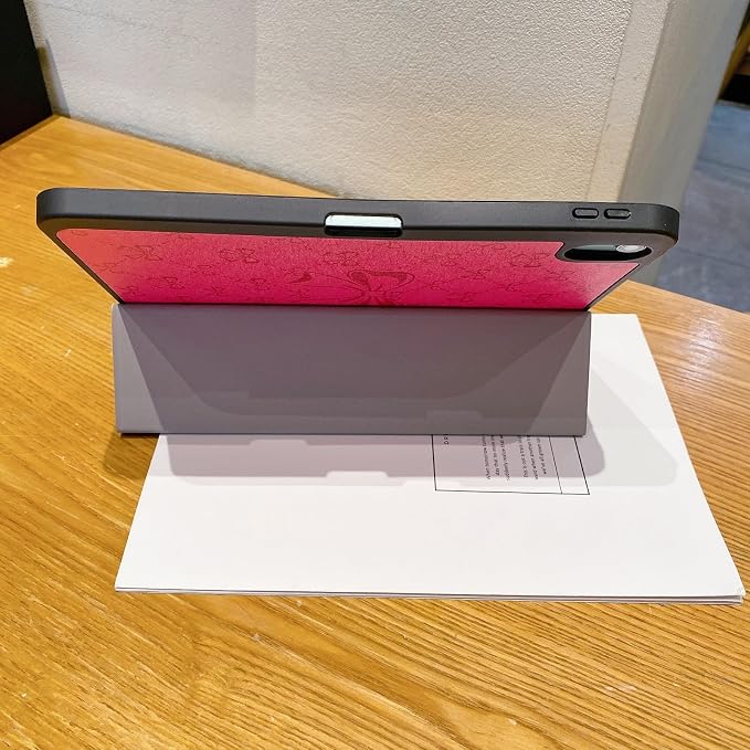 Tablet Case for iPad 11th A16 Generation 11 Inch 2025 / iPad 10th Generation 10.9 Inch 2022 Trifold Stand Smart Protective Cover Soft TPU Back Auto Wake &amp Sleep(Hot Pink Bow)