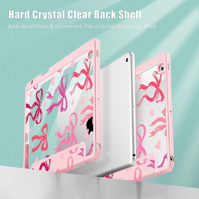 May Chen for iPad 9th Generation with Pencil Holder iPad 8th/7th Gen Case 10.2-inch [Penceil Holder] Trifold Stand Auto Wake/Sleep Clear TPU Protection Back Cover Ballet Shoes