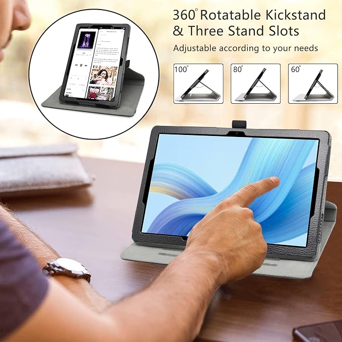 LiuShan Compatible with DOOGEE U9 / U10 PRO Rotation Case 360° Rotatable Stand PU Cover for 10.1 DOOGEE Tablet Black