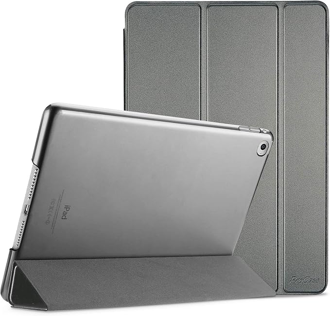 ProCase Slim Stand Case for iPad Air 2nd Gen 2014 Black | Fits Models A1566 / A1567 Ultra Slim Lightweight Protective Shell Translucent Frosted Back