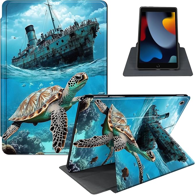 for iPad 11th Generation (A16 2025) 11 / iPad 10th Gen 10.9 2022 Case 360° Rotating PU Leather Stand Cover with Auto Sleep/Wake Shockproof TPU Backl Raccoon Perched