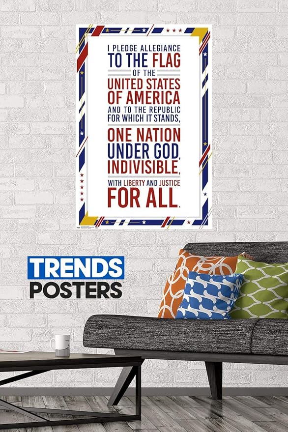 Trends International The United States Of America - Pledge Of Allegiance Wall Poster, 22.375" x 34", Poster & Mount Bundle