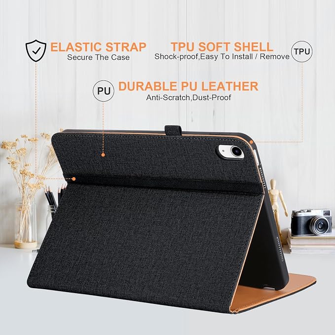for iPad A16 Case 11 Inch 2025Cover for iPad 10th 11th Generation Case with Pencil HolderBlack
