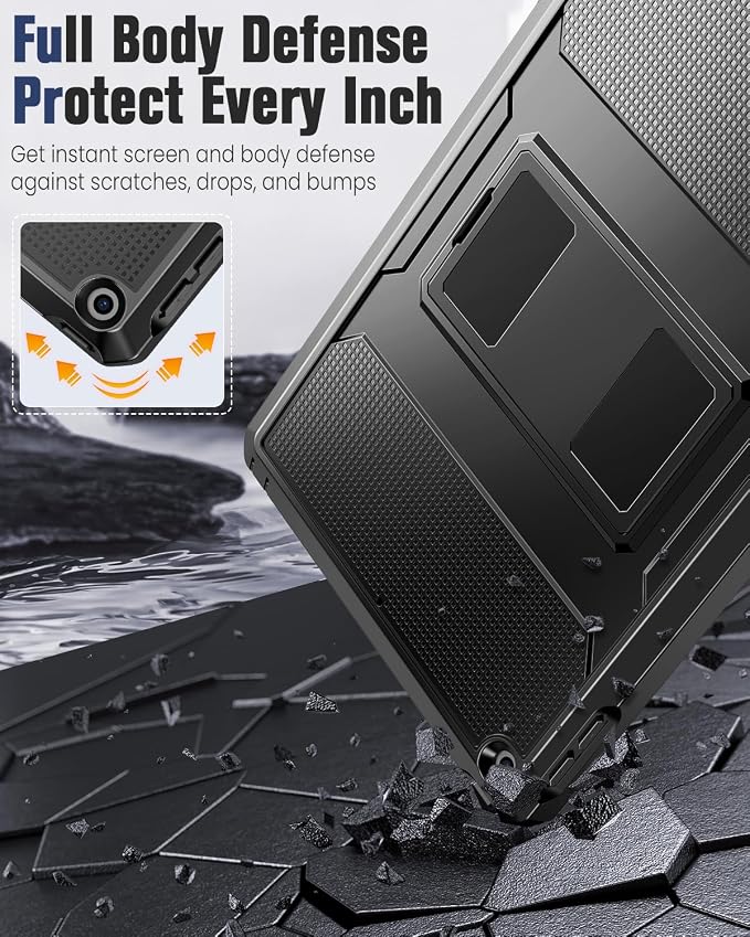 MoKo Shockproof Case Fit 2018/2017 iPad 9.7 6th/5th Generation Black | Heavy Duty Shockproof Full Body Rugged Hybrid Cover with Built-in Screen Protector for Apple iPad 9.7 Inch 2018/2017