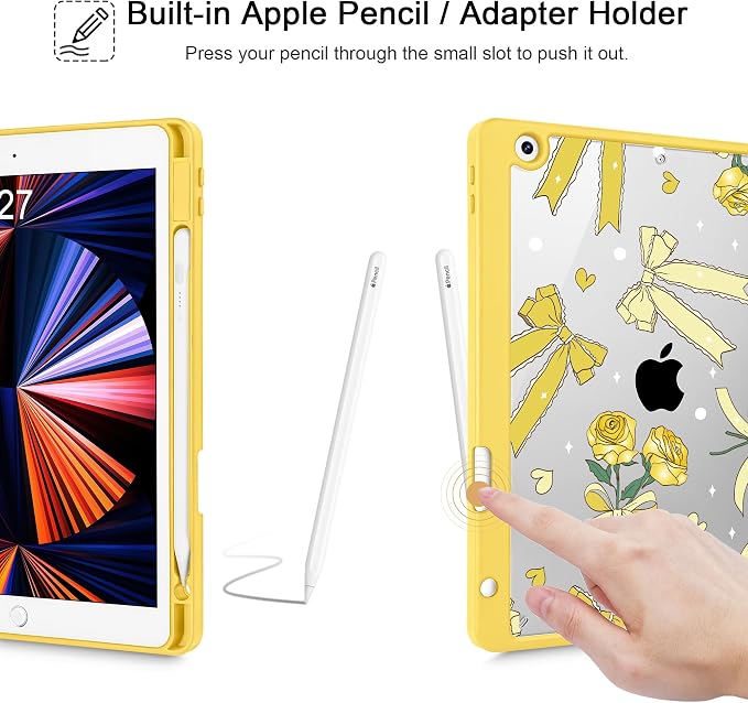 Tuiklol for iPad 10.2 inch 9th / 8th / 7th Gen 2021 2020 2019 Release Case | Built in Pencil Holder - TPU Protection Trifold Stand Stand Clear Back Tablet Cover With Auto Wake/Sleep Blue berries