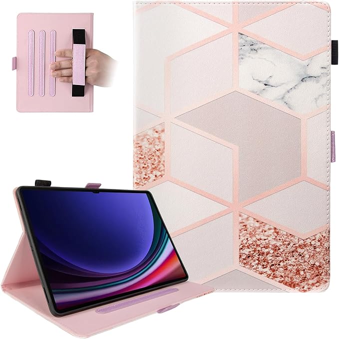 Dteck Wallet Case for Galaxy Tab S10+/S9+/S7 FE/S8+/S7 Plus 12.4 Tablet Premium PU Leather Folding Stand Auto Wake/Sleep Pen Holder Case with Hummingbirds