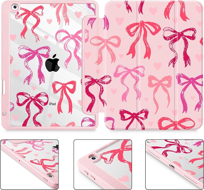 May Chen for iPad 9th Generation with Pencil Holder iPad 8th/7th Gen Case 10.2-inch [Penceil Holder] Trifold Stand Auto Wake/Sleep Clear TPU Protection Back Cover Ballet Shoes