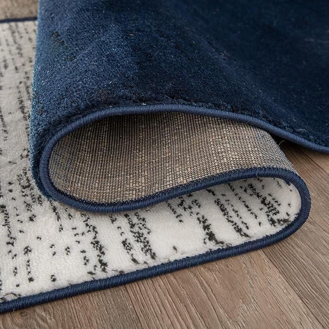 Rugshop Modern Geometric Boxes Navy Area Rug, Non-Shedding Carpet for Living Room, Bedroom, or Family Room, 7'10" x 10'2"