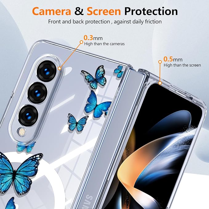 for Galaxy Z Fold4 CaseBuilt-in Magnet CircleWireless Charging | Military-Grade Shockproof case Cover for Samsung Galaxy Z Fold4Anagallis