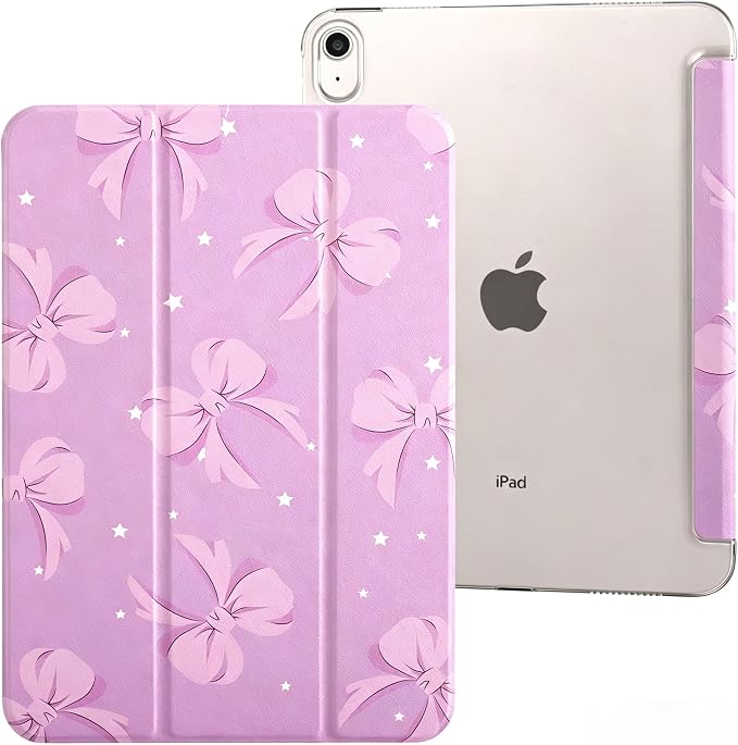 case for ipad 11th Generation11 Inch 2025 (A16 Chip) &amp 10th Gen 10.9 Inch 2022 - Slim Scratch-Resistant Hard PC Translucent Back Shell Smart Cover Wake/Sleep FunctionBlack Bow