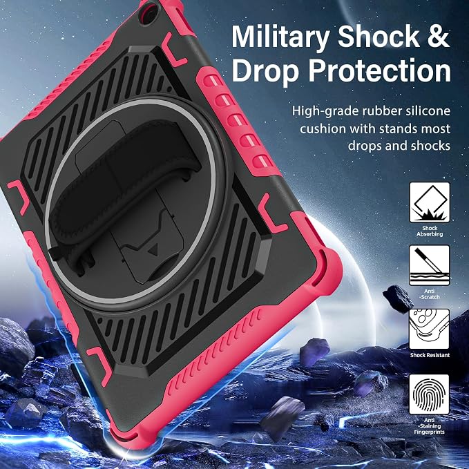 for Fire HD 10 &amp HD 10 Plus Tablet Case 13th Generation | with 360 Rotating Kickstand Hand Strap(No Screen Protector)