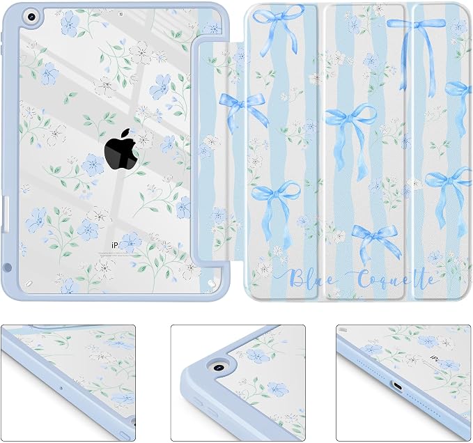May Chen for iPad 9th Generation with Pencil Holder iPad 8th/7th Gen Case 10.2-inch [Penceil Holder] Trifold Stand Auto Wake/Sleep Clear TPU Protection Back Cover Ballet Shoes