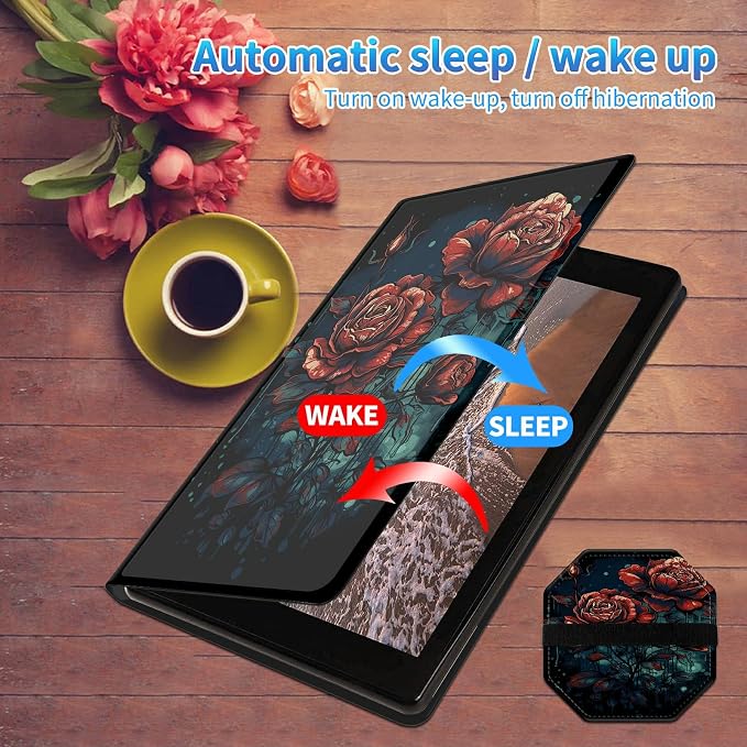 for All-New Kindle Fire HD 10 &amp 10 Plus Tablet (13th/11th Gen 2023/2021 Release) 10.1 + Screen Clean Pad Slim PU Leather Multi-Angle Kickstand Cover with Auto Wake/Sleep Horse with US Flag