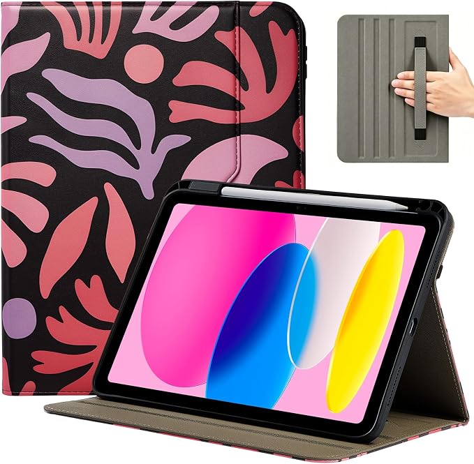 ProCase for iPad A16 11th Generation 11” 2025/iPad 10th Generation 10.9” 2022 with Pencil Holder iPad 11/10 PU Leather Case Business Stand Cover Smart Folio with Hand Strap Front Pocket -Berrypurple