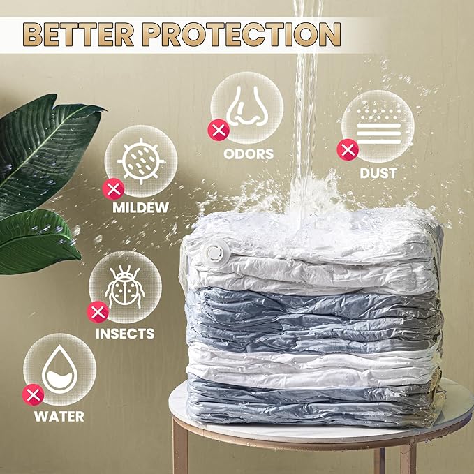 TAILI 8 Pack Vacuum Storage Bags, Cube Space Saver Bags Combo(3 Jumbo +5 Medium), Vacuum Seal Bags for Bedding, Clothing, Comforters, Blankets, Closet Oragnizaer and Space Saving