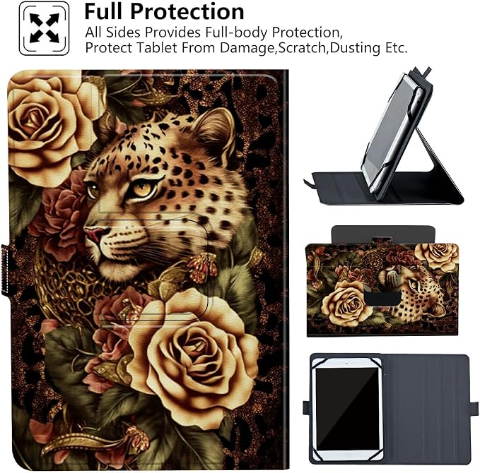 Universal Case for 10.6 inch 11 inch TabletUniversal Case for 10.6-11 Inch Touchscreen TabletSlim PU Leather Stand Folio Shell Cover with 360 Degree Rotatable Kickstand ViewingAbstract Sun Leaf