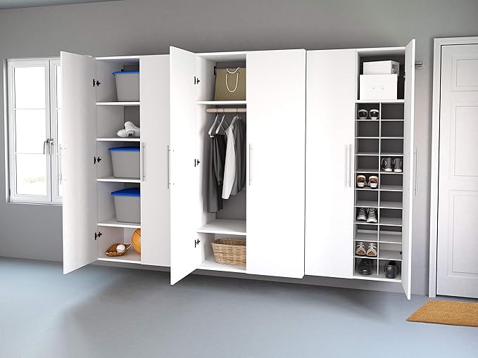 Prepac HangUps 30" Shoe Storage Cabinet, Cabinet Wall Mount, Wall Cabinet Storage for Shoes with 40 Cubbies, Ideal for Utility Room, Garage and Bedroom, 30" W x 72" H x 16" D, White