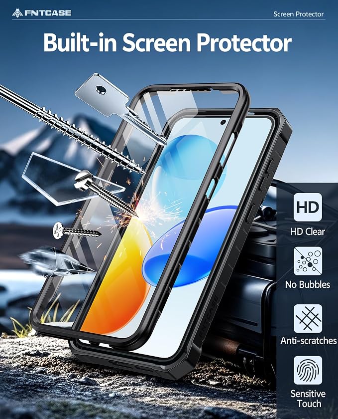 FNTCASE for 11 Pro XL Case Rugged Kickstand 2 Front Frames Black | Built-in Screen Protector 20FT Military-Grade Drop Protection Rugged Heavy Duty Shockproof Full Body Protective Cover