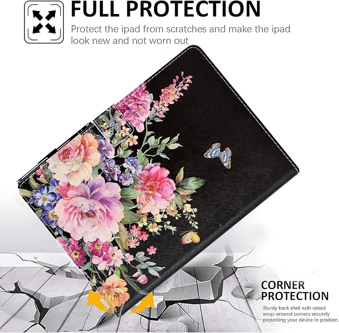 Case for iPad 9th/8th/7th Generation iPad 10.2 Case (2021/2020/2019 Model iPad 9/8/7 Case) PU Leather Folio Folding Stand Cover for iPad 10.2 inch Auto Wake/Sleep Hummingbird
