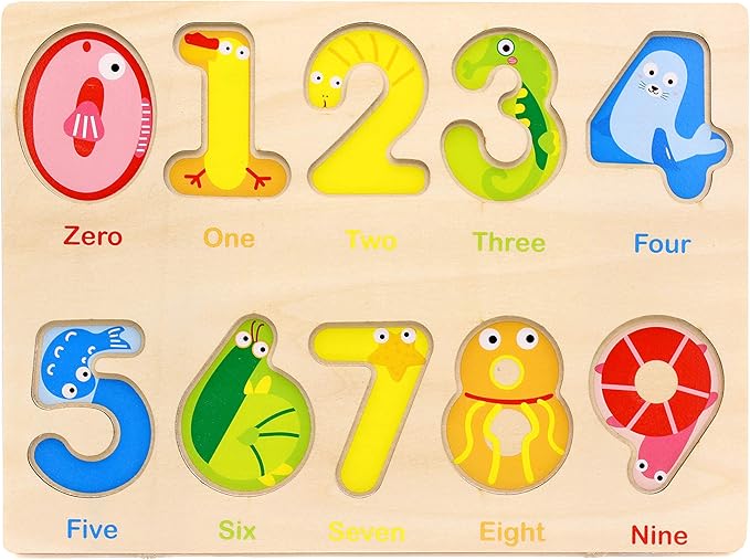 Aile Wooden Preschool Learning Number Puzzles Toys for Kids Age 2-4， Educational Toys.
