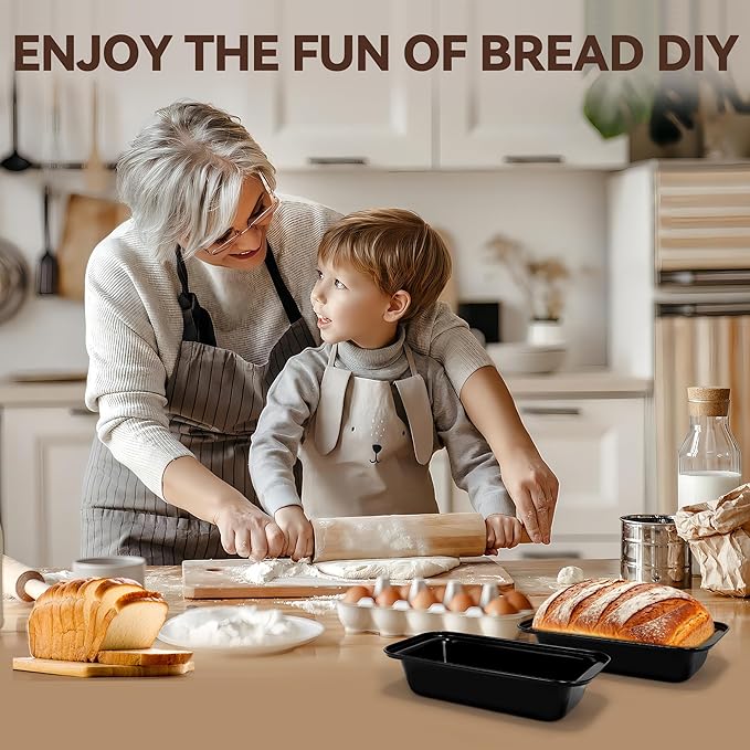Yoehka 6 Pack Bread Pan Set, Non-Stick 8×4 Carbon Steel Loaf Pans, Black