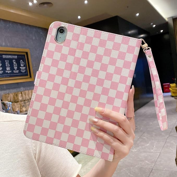 Checkered Case for iPad (A16) 11th Generation 11 Inch (2025) iPad 10th Generation 10.9 Inch (2022) with Pencil Holder (Black)