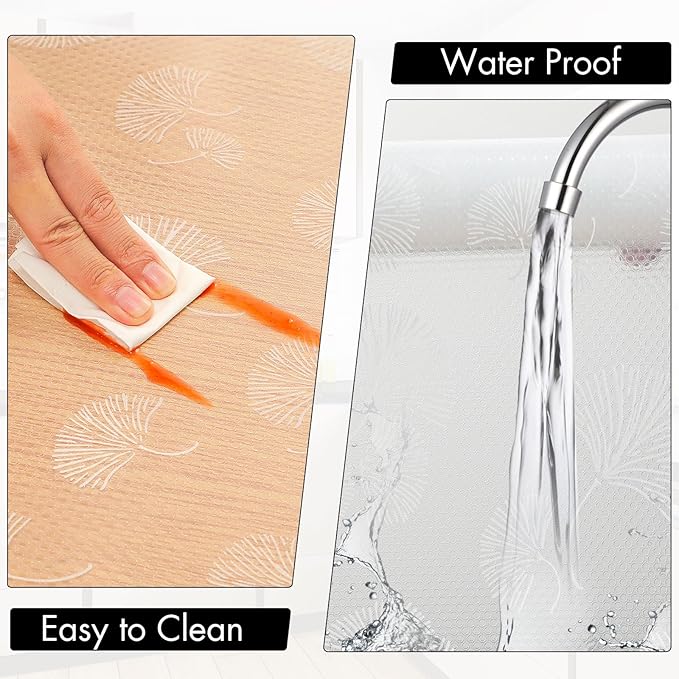 Cooyes Shelf Liner, Non Adhesive Drawer and Cabinet Liner, EVA Washable Oil-Proof Shelf Paper for Kitchen Cabinets, Refrigerator, Storage, Desks with Modern Pattern（23.6" W x 236" L）