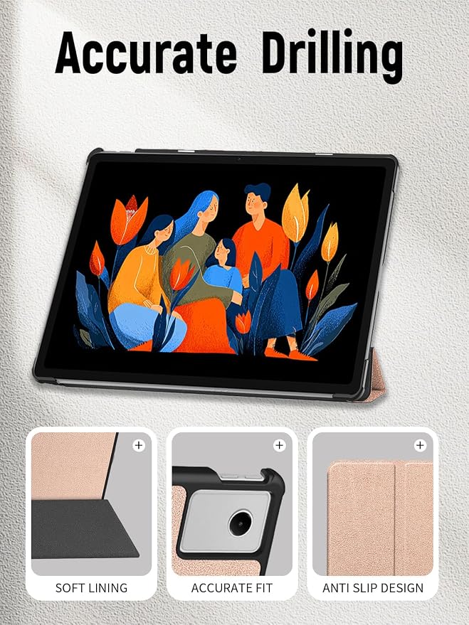 Case for Lenovo Idea Tab Plus 12.1 Inch Tablet 2025 (Black) | Scratch Resistant Leather Texture Cover with Trifold Stand Auto Sleep/Wake
