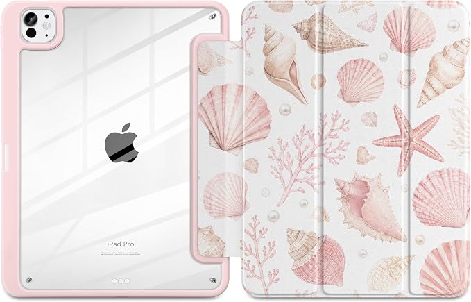 Case for iPad Pro 11 inch M5 2025 /M4 2024 Blue Ribbon Stripe | Blue Ribbon Stripe Folio Case with Clear Back Pencil Holder Trifold Stand and Auto Sleep/Wake for Preppy Aesthetic Users