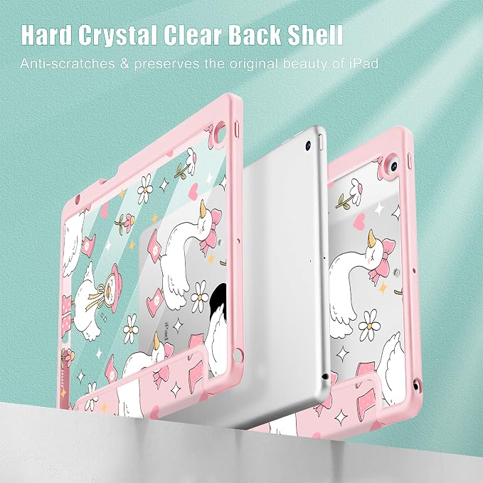 May Chen for iPad 9th Generation with Pencil Holder iPad 8th/7th Gen Case 10.2-inch [Penceil Holder] Trifold Stand Auto Wake/Sleep Clear TPU Protection Back Cover Ballet Shoes