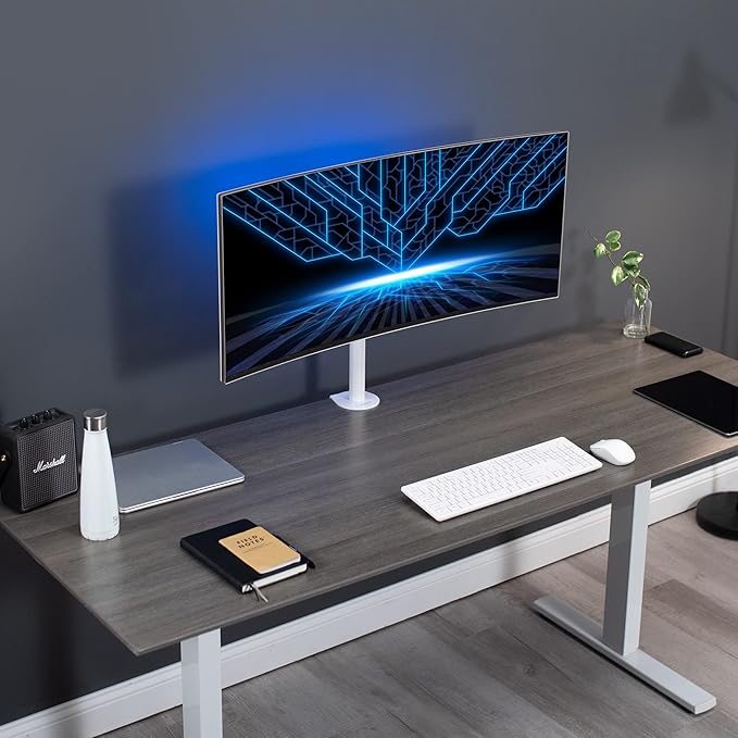 VIVO Single 13 to 38 inch LCD Monitor Heavy Duty Desk Mount Stand, Holds 1 Standard to Ultrawide Screen up to 38 inches, White, STAND-V001CW